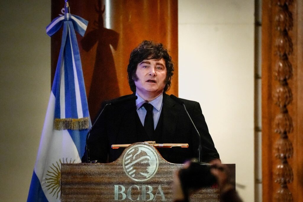 El presidente Javier Milei durante un acto oficial